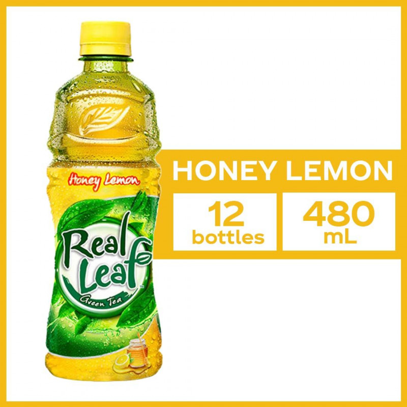 Real Leaf Green Tea Honey Lemon 480mL - Pack of 12