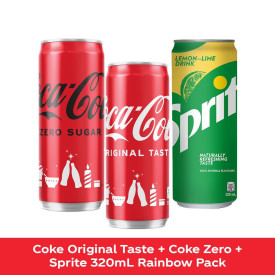 Coke, Coke Zero, Sprite Regular 320mL Rainbow Bundle - Pack of 3