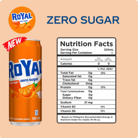 Royal Tru Orange Zero Sugar 320ml - Pack of 24